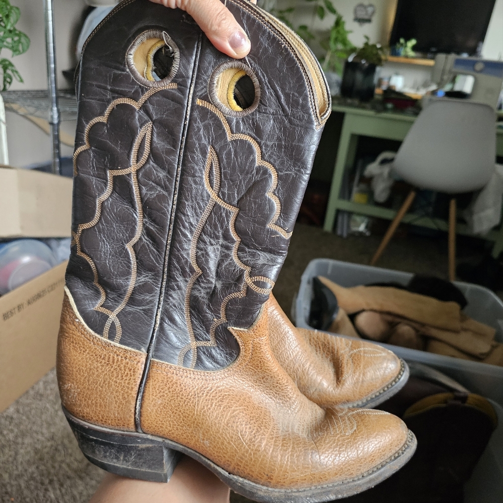 Tony Lama Brown and Tan Leather Boots